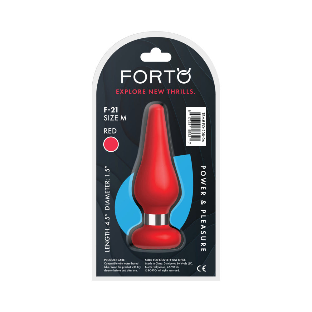 Forto F-21 Tear Drop Silicone Anal Plug Medium Red