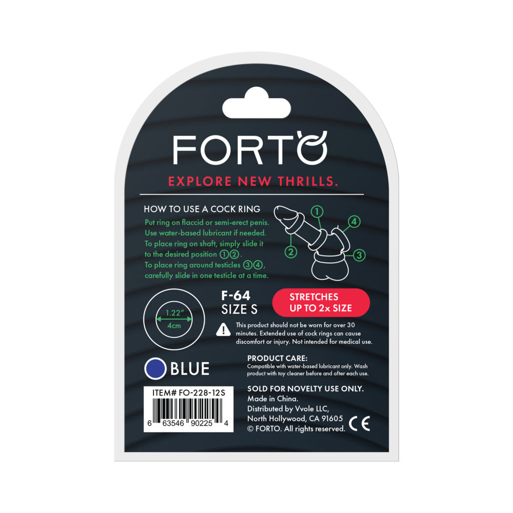 Forto F-64 Wide Liquid Silicone Cockring Small Blue