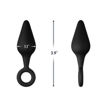 Forto F-10 Silicone Anal Plug with Pull Ring Small Black
