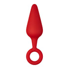 Forto F-10 Silicone Anal Plug with Pull Ring Large Red