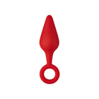 Forto F-10 Silicone Anal Plug with Pull Ring Medium Red