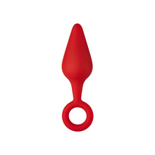 Forto F-10 Silicone Anal Plug with Pull Ring Medium Red
