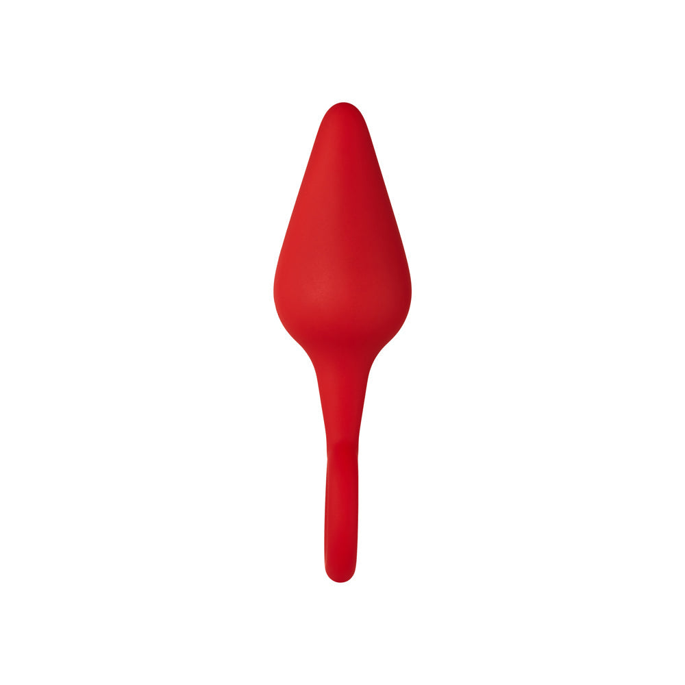 Forto F-10 Silicone Anal Plug with Pull Ring Medium Red