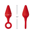 Forto F-10 Silicone Anal Plug with Pull Ring Medium Red