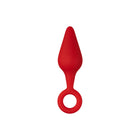 Forto F-10 Silicone Anal Plug with Pull Ring Small Red