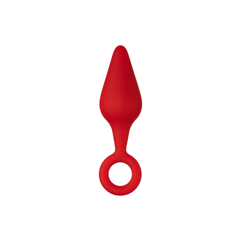 Forto F-10 Silicone Anal Plug with Pull Ring Small Red