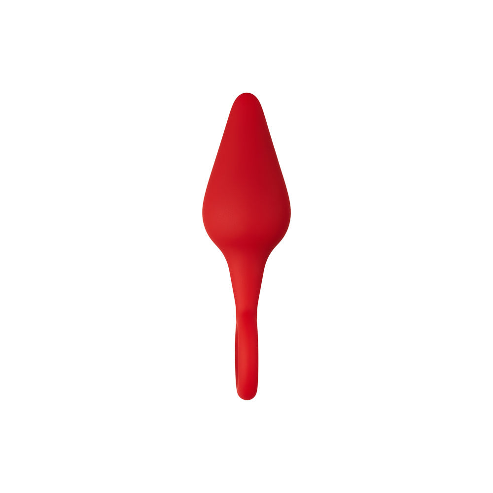 Forto F-10 Silicone Anal Plug with Pull Ring Small Red