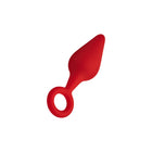 Forto F-10 Silicone Anal Plug with Pull Ring Small Red
