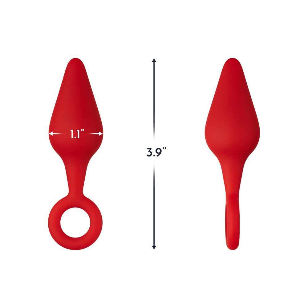 Forto F-10 Silicone Anal Plug with Pull Ring Small Red