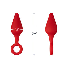 Forto F-10 Silicone Anal Plug with Pull Ring Small Red
