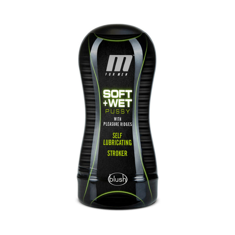 M for Men Soft + Wet Pussy with Pleasure Ridges Self-Lubricating Vagina Stroker Beige