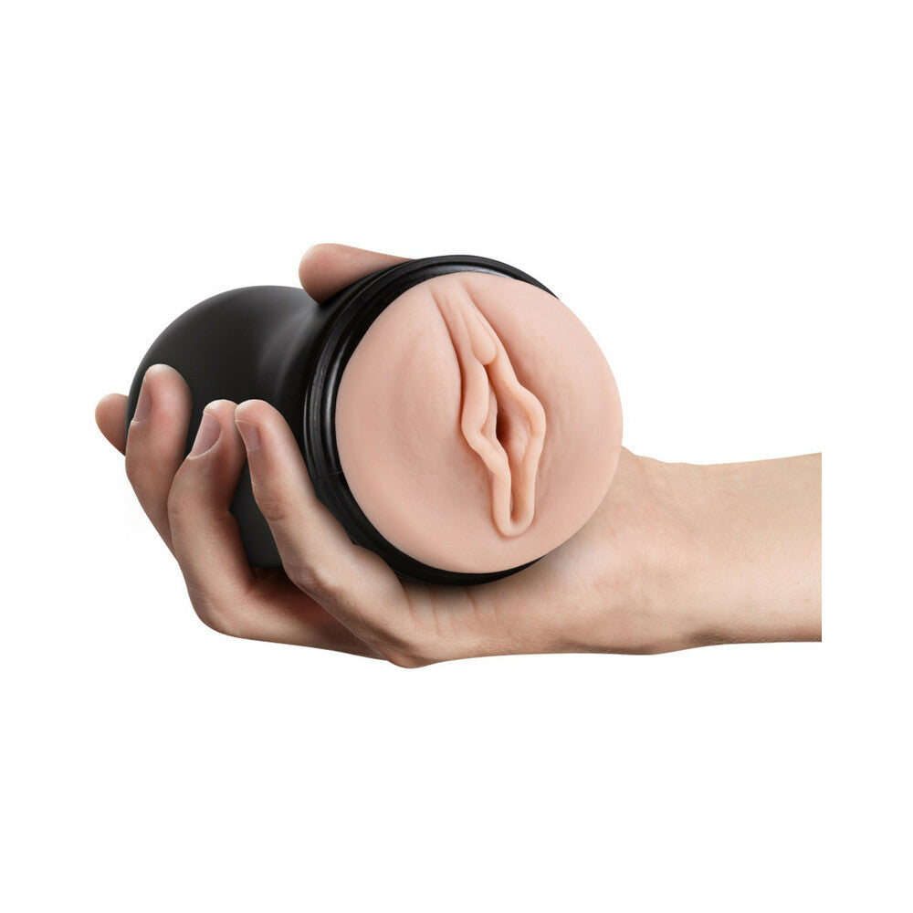 M for Men Soft + Wet Pussy with Pleasure Ridges & Orbs Self-Lubricating Vagina Stroker Beige