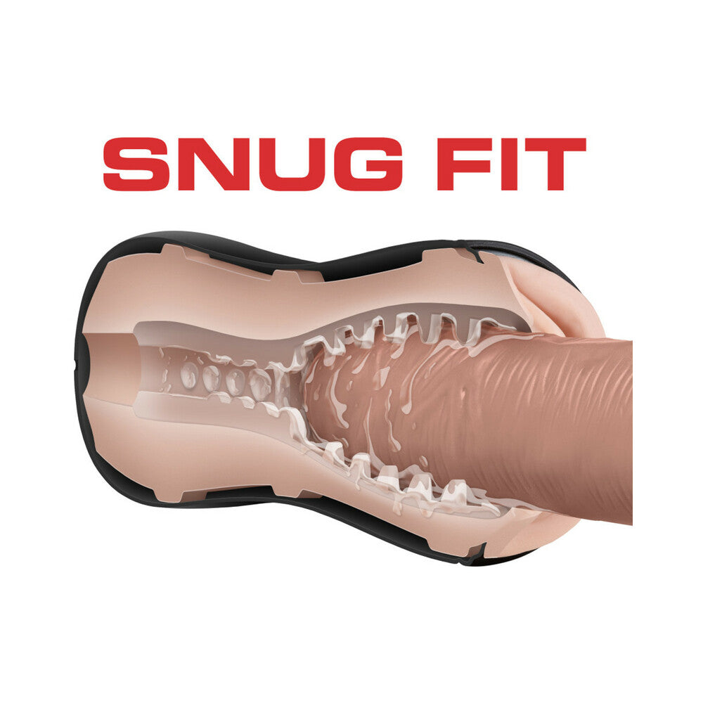 M for Men Soft + Wet Pussy with Pleasure Ridges & Orbs Self-Lubricating Vagina Stroker Beige