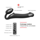 Strap-On-Me Rechargeable Remote-Controlled Silicone Vibrating Bendable Strap-On Black L