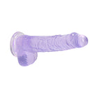 RealRock Crystal Clear Realistic 6 in. Dildo With Balls and Suction Cup Purple