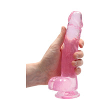 RealRock Crystal Clear Realistic 8 in. Dildo With Balls and Suction Cup Pink