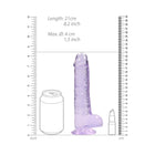 RealRock Crystal Clear Realistic 8 in. Dildo With Balls and Suction Cup Purple