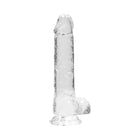 RealRock Crystal Clear Realistic 8 in. Dildo With Balls and Suction Cup Clear
