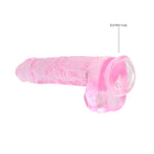 RealRock Crystal Clear Realistic 9 in. Dildo With Balls and Suction Cup Pink