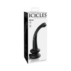 Icicles No. 87 Curved Glass G-Spot Massager With Suction Cup Black