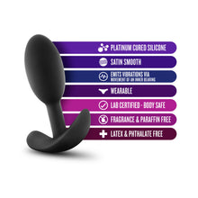Anal Adventures Platinum Silicone Weighted Vibra Slim Plug Small Black