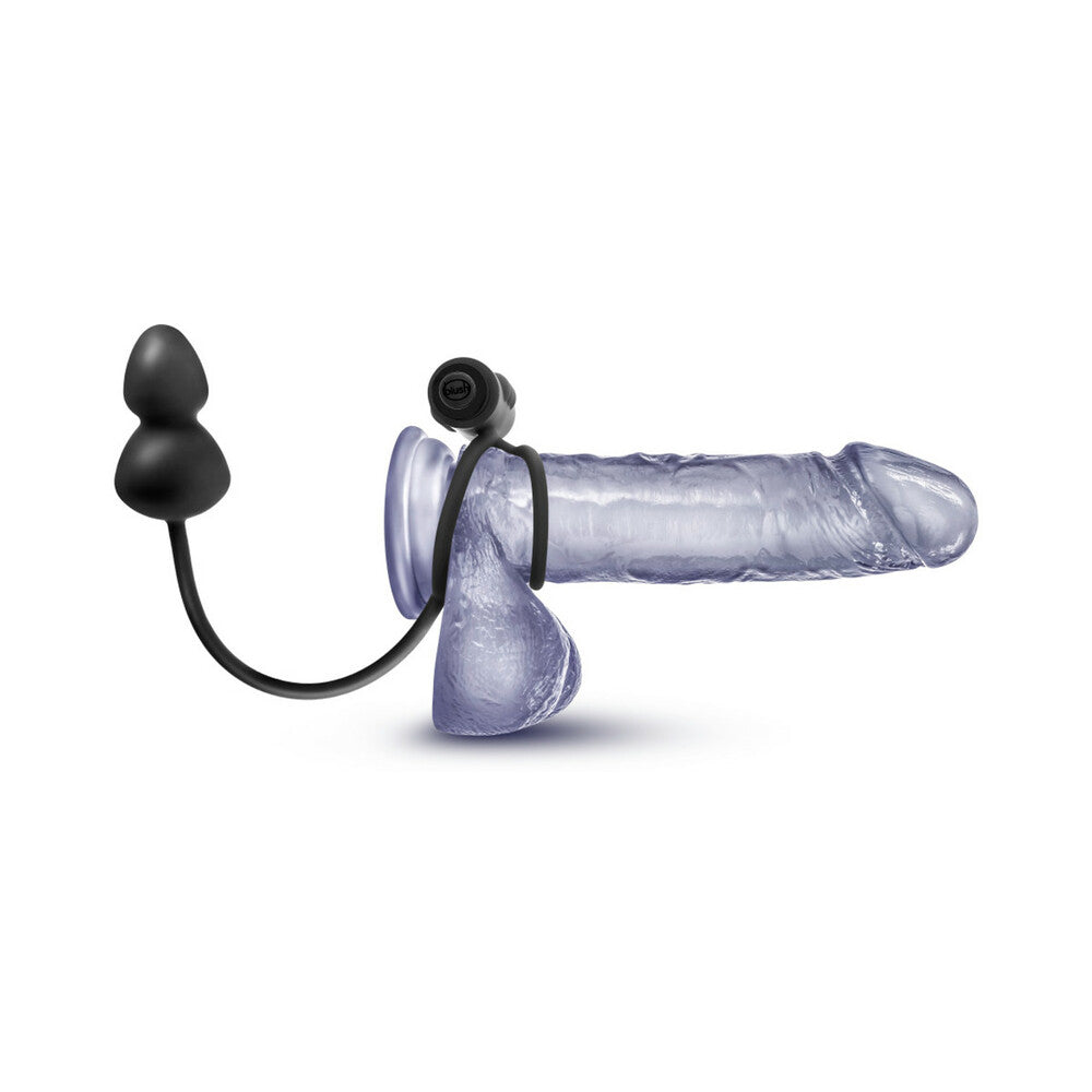 Anal AdventuresÂ Platinum Silicone Anal Plug with Vibrating C-Ring Black