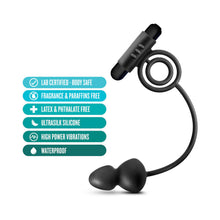 Anal AdventuresÂ Platinum Silicone Anal Plug with Vibrating C-Ring Black