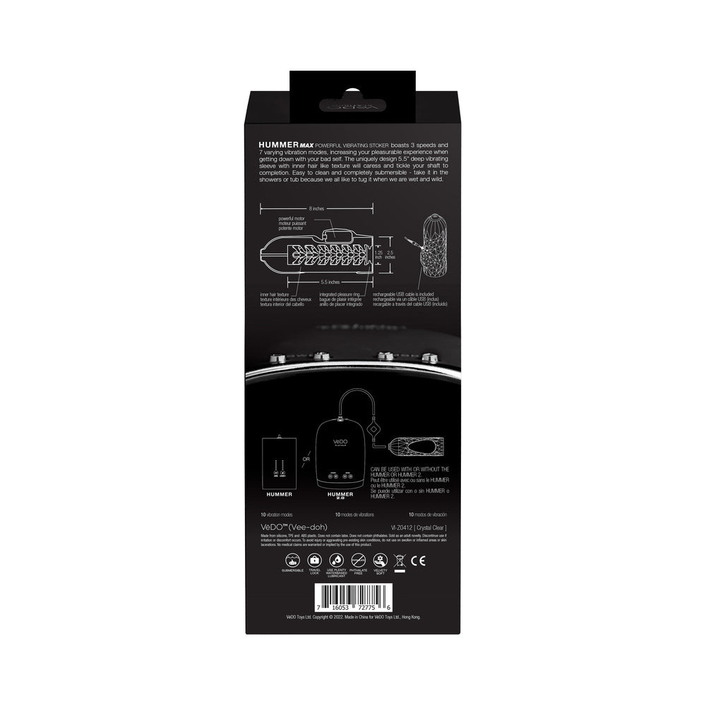 Vedo Hummer 2.0Â Rechargeable Vibrating Sleeve Black Pearl