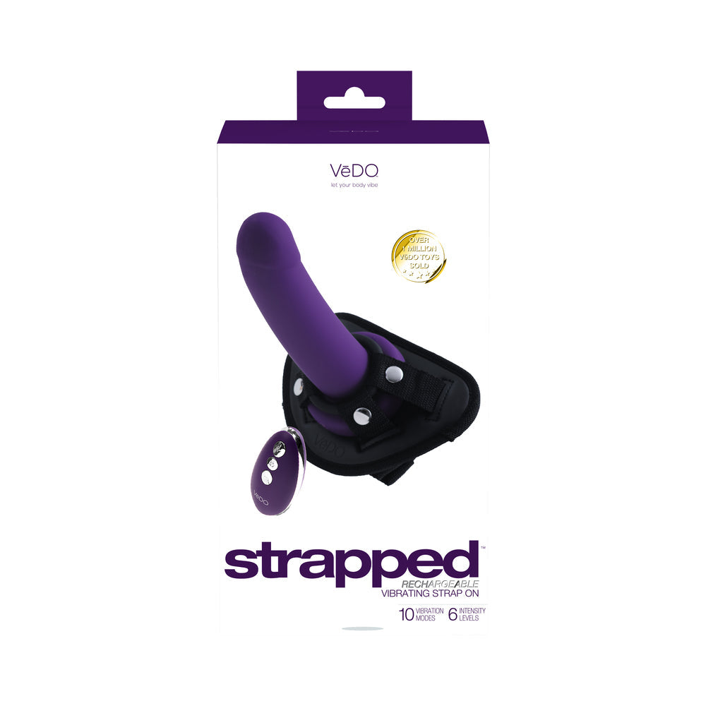 Vedo Strapped Rechargeable Vibrating Strap-On Deep Purple