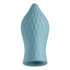 FemmeFunn Versa T Sleeve Textured Silicone Tongue-Shaped Bullet Sheath Light Blue