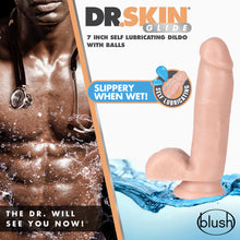 Dr. Skin Glide Realistic 7 in. Self-Lubricating Dildo with Balls Beige