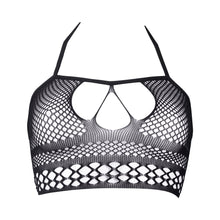 Le Desir Bliss Strappy Fishnet Halter Top Black O/S