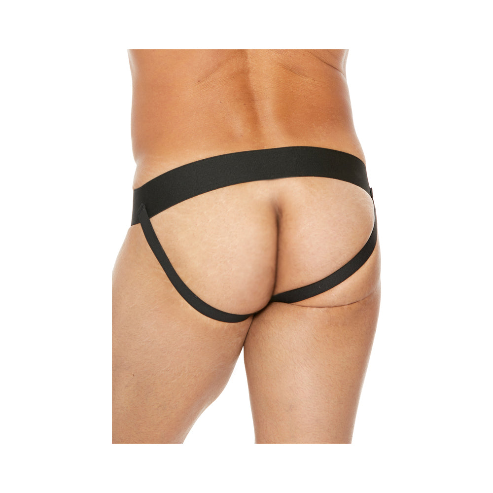 Shots Premium Leather Plain Front Zip Jock Black S/M Hanging