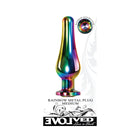 Evolved Rainbow Metal Anal Plug With Rainbow Gemstone Base Medium