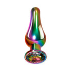 Evolved Rainbow Metal Anal Plug With Rainbow Gemstone Base Large
