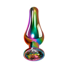 Evolved Rainbow Metal Anal Plug With Rainbow Gemstone Base Large
