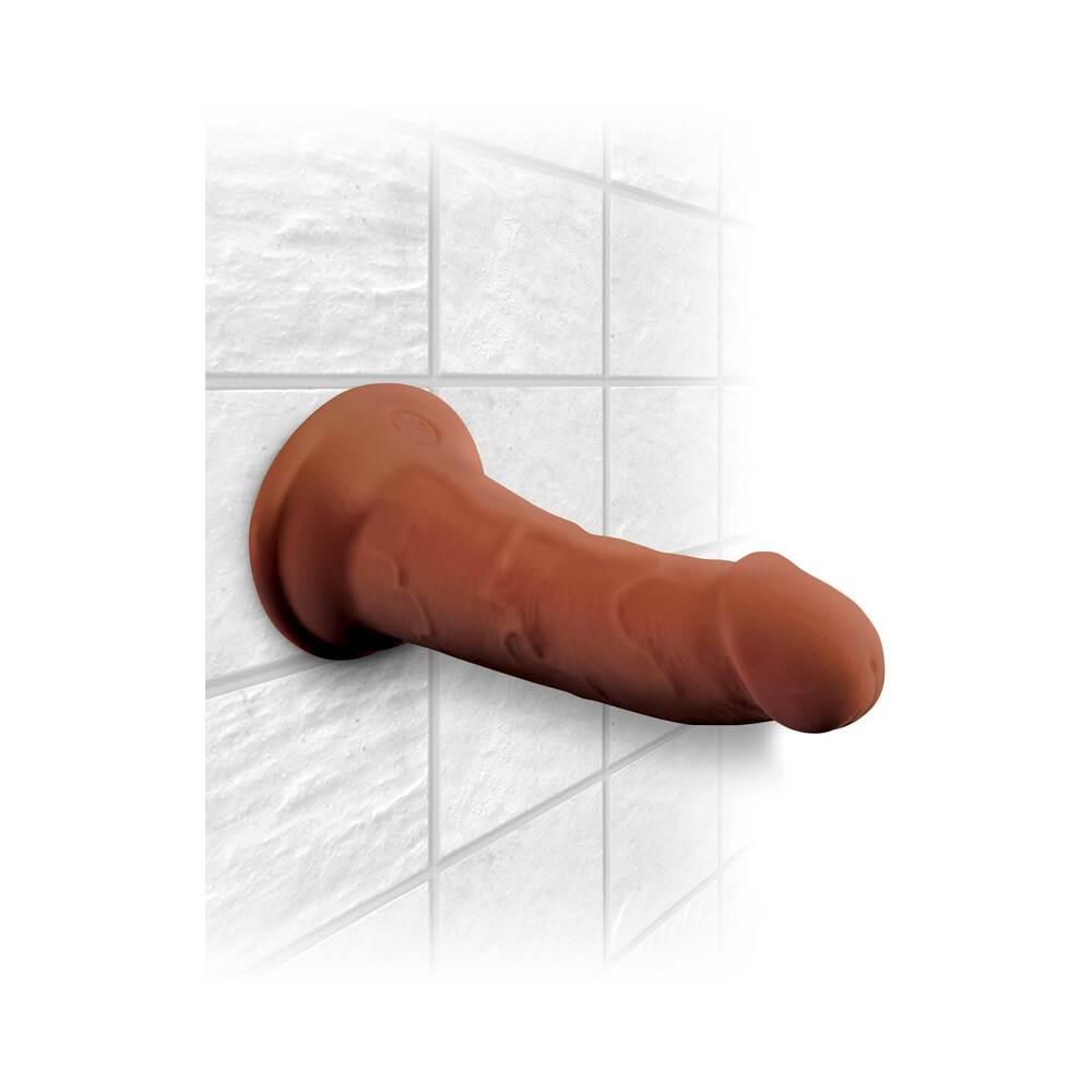 King Cock Plus 6 in. Triple Density Cock Realistic Dildo With Suction Cup Brown