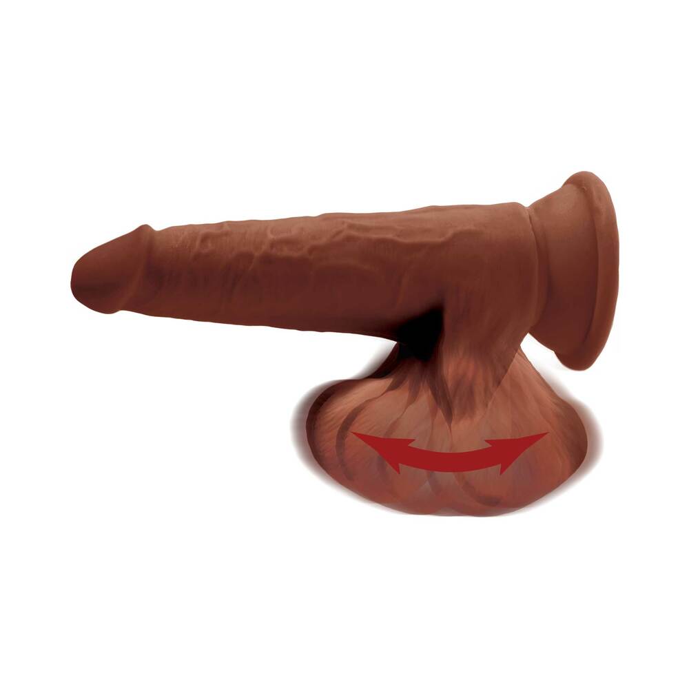 King Cock Plus 8 in. Triple Density Cock With Swinging Balls Dildo Brown