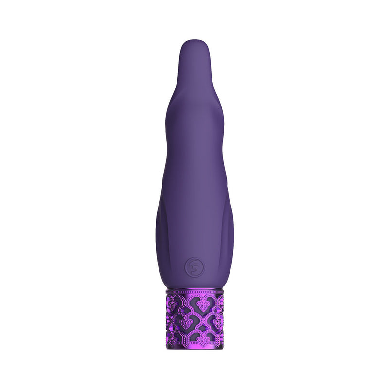 Royal Gems Sparkle Rechargeable Flicking Silicone Bullet Vibrator Purple