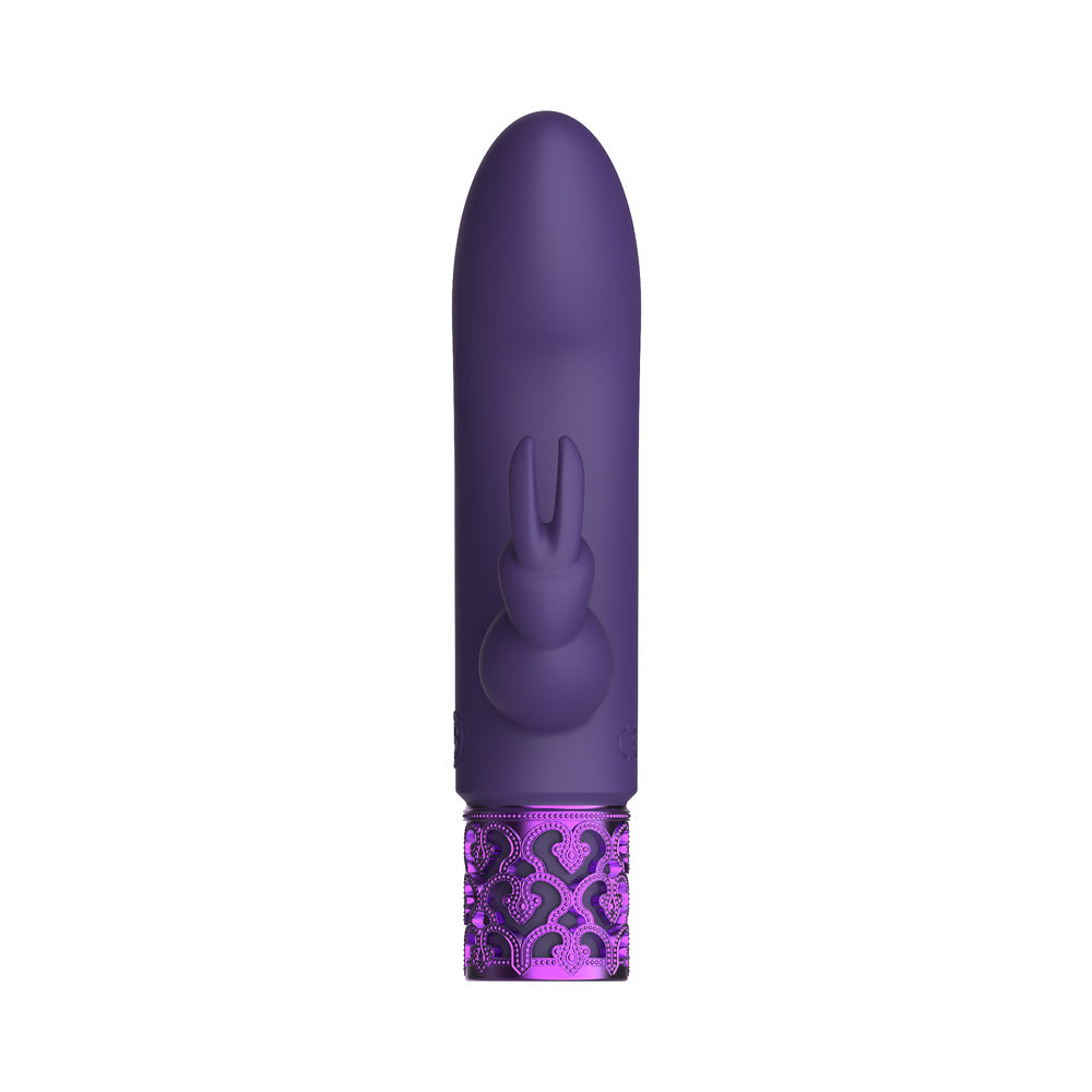 Royal Gems Dazzling Rechargeable Silicone Miniature Rabbit Vibrator Purple