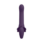 VIVE SATU Rechargeable Triple Motor Pulse-Wave Vibrating Silicone Strapless Strap-On Purple