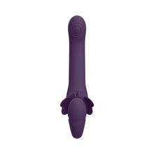 VIVE SATU Rechargeable Triple Motor Pulse-Wave Vibrating Silicone Strapless Strap-On Purple