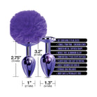 NIXIE Metal Butt Plug Set Pom Pom and Jewel-Inlaid Metallic Purple