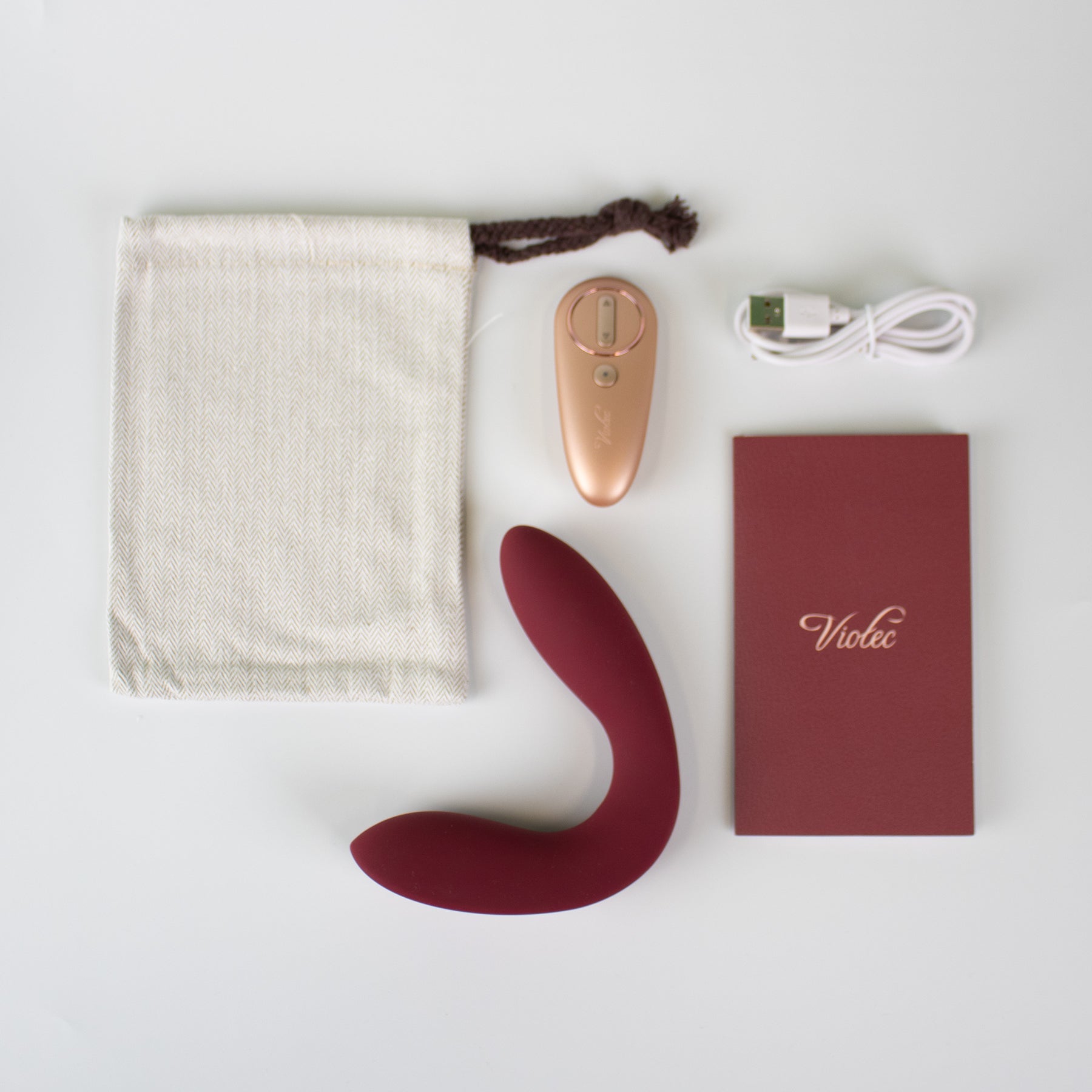 Hercules Remote C-Shape Vibrating Plug Wine Red