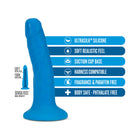 Neo Elite 6 in. Silicone Dual Density Dildo Neon Blue