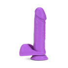 Neo Elite 8 in. Silicone Dual Density Dildo With Balls Neon Purple