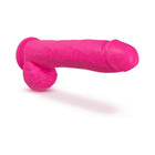 Neo Elite 11 in. Silicone Dual Density Dildo with Balls Neon Pink