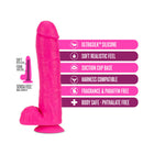 Neo Elite 11 in. Silicone Dual Density Dildo with Balls Neon Pink