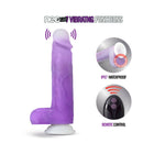 Neo Elite Encore 8 in. Silicone Vibrating Dildo with Balls Purple