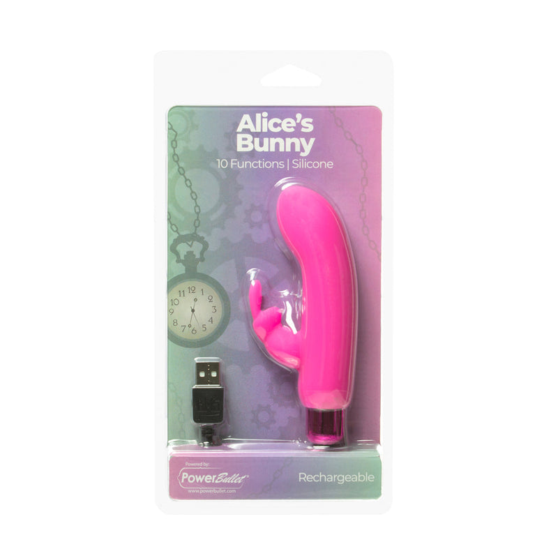 Powerbullet Alice''s Bunny Rechargeable Bullet Vibrator with Silicone Rabbit Sleeve Pink